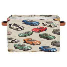 YPPAHHHH Race Cars Storage Baskets for Organizing, Fabric Collapsible Storage Bins Box Cool Decorative Toy Organizer Baskets for Closet Shelves Gift Basket 1 Pc