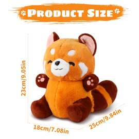 FENYW Red Panda Cuddly Toy, 23 cm Kawaii Panda Plush Toy, Cuddly Panda Plush, Panda Stuffed Toy, Panda Dolls Cushion, Red Panda Plush Gifts for Children, Christmas