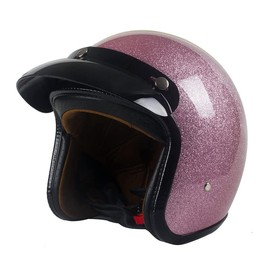 Harssidanzar Retro Motorcycle Helmet 3/4 Open Face Helmet Vintage Style for Men Women, DOT Approved CU601, Sparkling Pink, Size XL