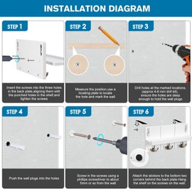 Jemyxhw Wooden Key Holder with Shelf, Wooden Key Holder with 3 Double Key Hooks, White Wooden Key Holder, Decorative Wooden Wall Shelf, for Entrance, Mudroom, Hallway, Bedroom, Living Room