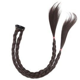 DIGUAN DIY Hairstyle Thin Double 3 Strands and Fishtail Plaited Synthetic Hair Braids Headband with Clip, Hair Accessory for Women, Girls (Thin Double, Dark Brown)