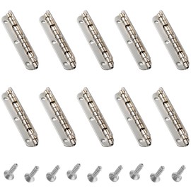 10Pcs Mini Hinges Cabinet Hinges 90 Degree Long Strip Hinge Folding Door Hinges for DIY Crafts Wooden Jewelry Box (Silver)
