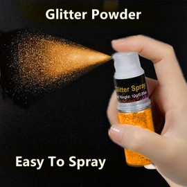 Go Ho Orange Hair and Body Glitter Spray,Holographic Glitter Highlighter Powder Spray,Festival Glitter Dry Powder Makeup for Clothes,Nail Art Decorations Diamond Dust for Nails