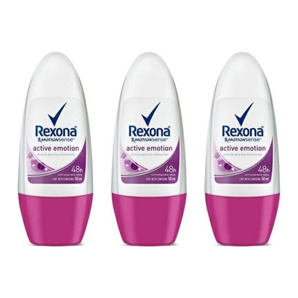 Lexona Women's Active Emotion Deodorant, For Armpit Use, 1.7 fl oz (50 ml) x 3 Pieces