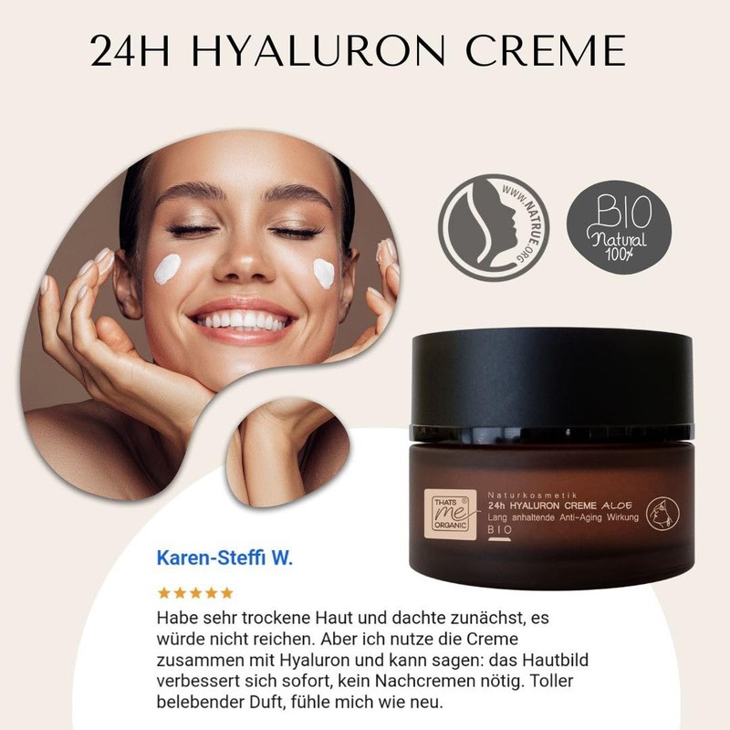 24h Anti-Ageing Hyaluronic Cream Aloe 50 ml Organic Natural Cosmetics
