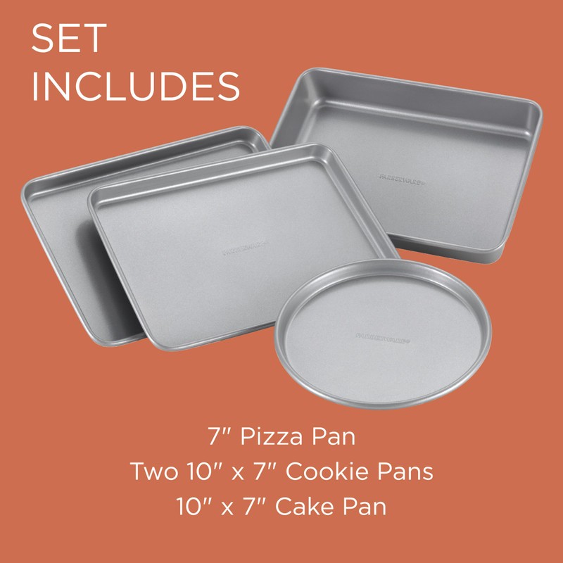 Farberware Bakeware Steel Nonstick Toaster Oven Pan Set, 4-Piece Baking