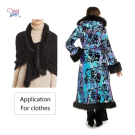 Furryvalley Faux Fur Border Faux Fur of the Fox Marten Dog Handmade Material Lint Jewellery for Slippers Collar Cuddly Toy Decoration 2 Yards (Black)