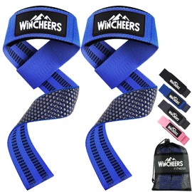 WINCHEERS Correas de Silicona Antideslizante de Doble Cara, Straps Para Gym, Levantamiento de Pesas - Powerlifting y CrossFit, Protegen las Manos, Máximo Agarree para Hombres y Mujeres (Azul)