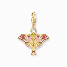 THOMAS SABO Recycled Silver Butterfly Charm with Magenta Enamel Lime Green Pink Purple Cubic Zirconia Stones, Sterling Silver, Cubic Zirconia