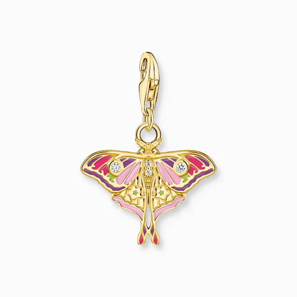 THOMAS SABO Recycled Silver Butterfly Charm with Magenta Enamel Lime