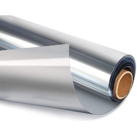 HIDBEA One Way Mirror Window Film Daytime Privacy, Reflective Window Tint for Home, Heat Control UV Blocking, Non-Adhesive Self Static Cling Window Sticker (Silver, 29.5 Inch x 6.5 Feet)