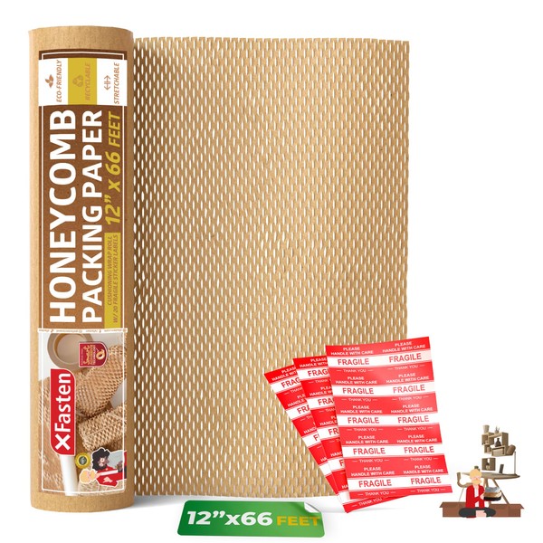 XFasten Honeycomb Packing Paper 12" x 66' Reusable Cushion Kraft