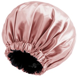 Satin Silk Bonnet for Curly Hair Bonnet Braid Bonnet for Sleeping Bonnets for Women Large Double-Layer Adjustable(Blush Pink)