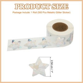 PATIKIL Glitter Star Stickers, 500 Pcs Self Adhesive Metallic Sticker Small Glitter Stickers for Teacher Classroom Voting Reward, Silver, Round Edge