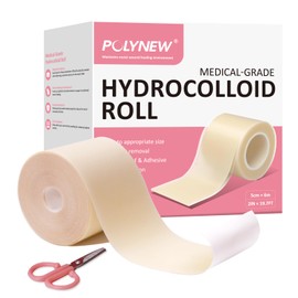 Polynew Hydrocolloid Roll (2inx19.7ft) Extra Large Hydrocolloid Patch Bandages with Self-Adhesive, Ultra Absorbent, Flexible & Waterproof