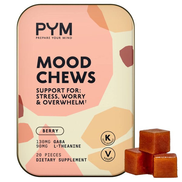 PYM Berry Mood Chews Support for Stress, Worry & Overwhelm,