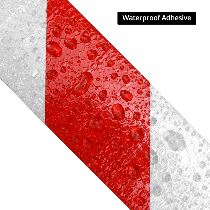 QWORK® Red & White Reflective Tape 2" x 33ft High
