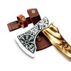 Hand Forged Carbon Steel Etched Viking Axe with (Ash Wood)