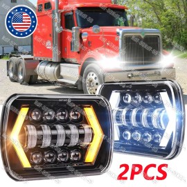 Unbranded For International 4700 9200 9400i Pair 5X7" Inch LED Headlights Sealed Hi-Lo DRL