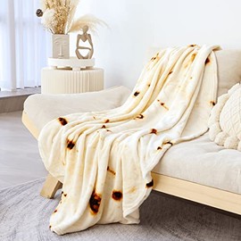 BNuitland Burritos Tortilla Blanket,290 GSM Double Sided Giant Funny Realistic Food Blanket, Novelty Tortilla Blanket for Adults and Kids,Super Soft Flannel Throw Beige Blanket