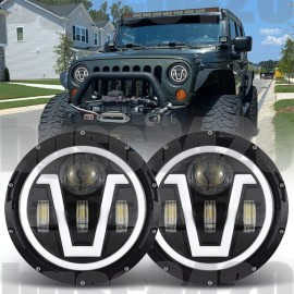 Unbranded 2pcs 7"IN LED Headlight Projector Hi/Lo Beam DRL for Jeep Wrangler JK TJ LJ CJ