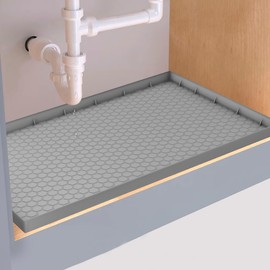 Ganandodias Under Sink Mat 22x34 Durable, Waterproof Silicone Kitchen & Bathroom Sink Protector, Silicone Bathroom Under Sink Mat Waterproof, Silicone Under Sink Mats - Grey