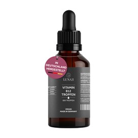 Lunae Vitamin B12 Drops - With 500 µg Methyl & Adenosylcobalamin Per Drop (4:1) - Supports Cell Division & Helps Against Fatigue - Laboratory Tested & Made in Germany - 800 Drops/50 ml