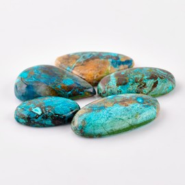 Natural Shattuckite Gemstones and Crystals Cabochon Lot, DIY Jewelry Making Loose Gemstones, Chakra Healing Crystals, Wire Wrapping Cabochons, Pack of 5 Pc