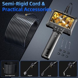 WINWEND Endoscope Camera with Light - IP67 Waterproof Borescope Camera with 8 Adjustable LED Lights | 4.3" LCD Screen Borescope | HD 1080P Inspection Cameras with 16.5ft Semi-Rigid Cord Tools for Men