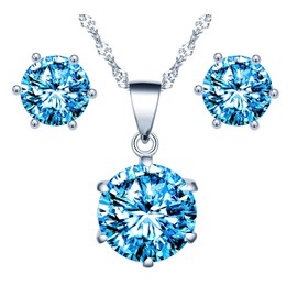 Yumilok Jewellery Set Women's Gifts for Women Necklace Chain Earrings Set Jewellery Gift 925 Sterling Silver for Women Girls, Sterling Silver Sterling Silver Zirconia, Cubic Zirconia