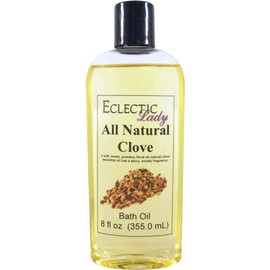 Clove Bath Oil by Eclectic Lady - Scented Bath Oil - Relaxing & Moisturizing Bathing Oil - Fragrance Body Oil for Dry & Rough Sensitive Skin - Body Daily Nourishing Shower Oil (8 oz)