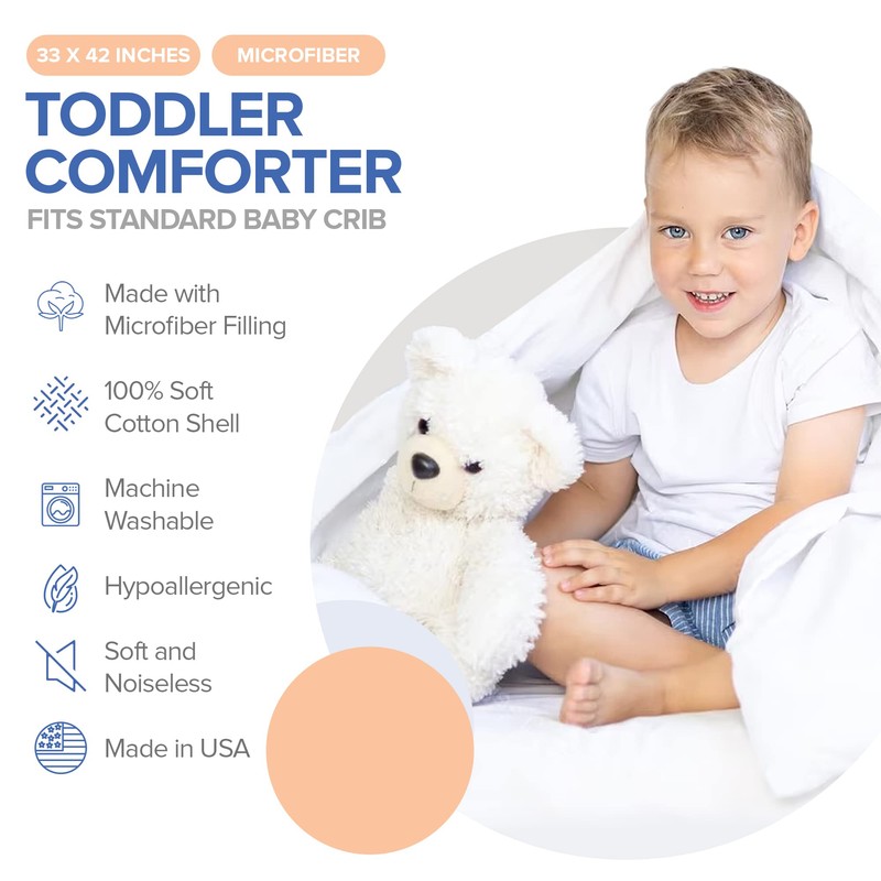 Continental Bedding Toddler Comforter, Microfiber Duvet Insert, Sleep Blanket with