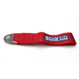 SPARCO 01637RS Racing Towing-Hook-Ribbon - Red - max. 3000kg - 16mm Hole - FIA Approved