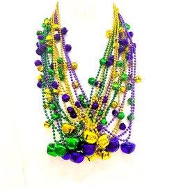 YSPPF 15 Pcs Mardi Gras Jingle Bell Beads Gold Purple Green Mardi Gras Parade Party Decorations