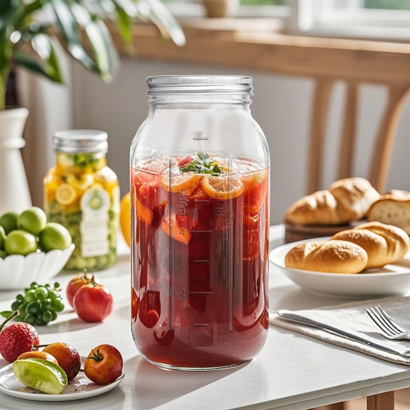 eleganttime 64 oz Mason Jar Wide Mouth 3 Pack,Large Half