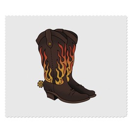 2 x 'Flame Cowboy Boots' Microfibre Lens/Glasses Cleaning Cloths (LC00032312)