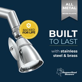 HammerHead Showers® Solid Metal 2 Inch High Pressure Shower Heads - CHROME – California Compliant 1.75 GPM Low Flow Rate - High Flow Shower Head with ADJUSTABLE SPRAY PATTERN - Fixed Shower Head