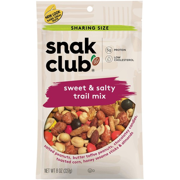 Snak Club Sweet & Salty Trail Mix, 8 Ounce (Pack of 6)