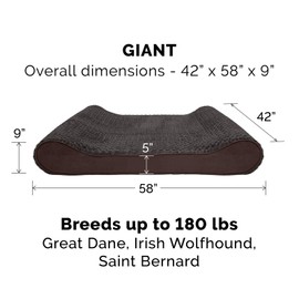 Furhaven Memory Foam Dog Bed for Extra Large Dogs w/ Removable Washable Cover, For Dogs Up to 180 lbs - Ultra Plush Faux Fur & Suede Luxe Lounger Contour Mattress - Chocolate, Giant/XXXL