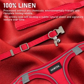 GAMUDA Small Pet Harness Collar and Leash Set, Step in No Chock No Pull Linen Fabric Soft Mesh Dog Vest Harnesses Reflective for Dogs Puppy Cats Kitten Rabbit (Red, S)
