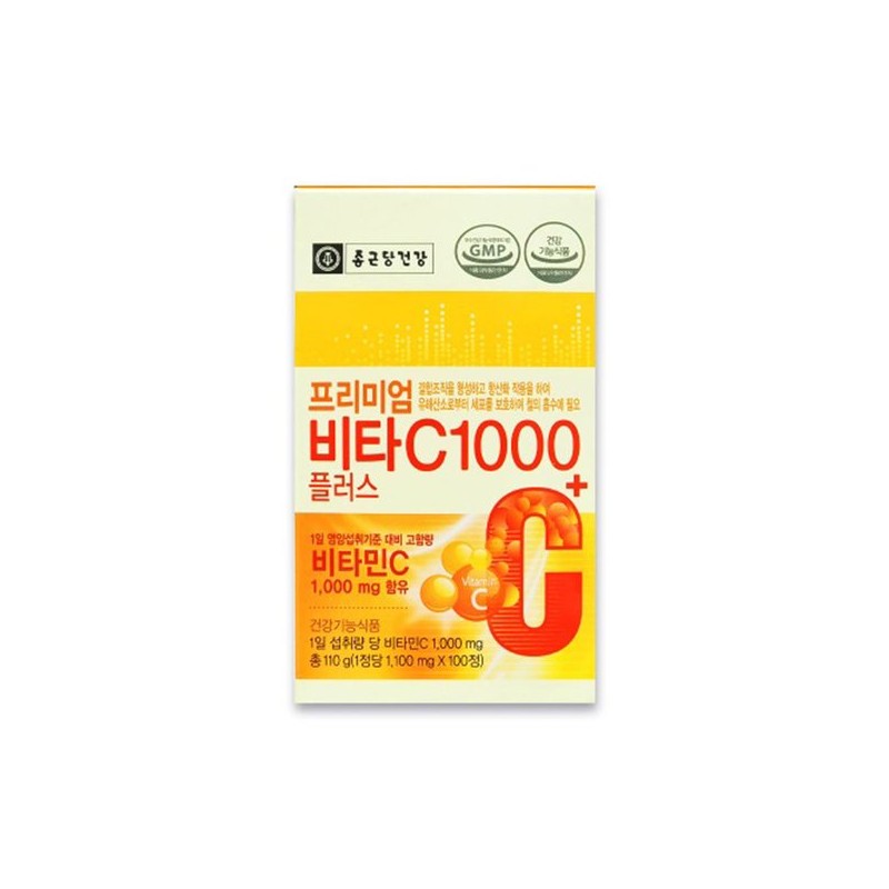 Jongkundang Health 종근당 프리미엄 비타씨C 1000 플러스 100정 세포보호 항산화
