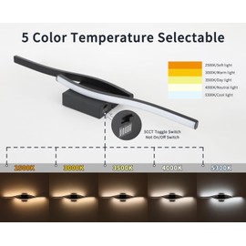 Joossnwell Bathroom Vanity Light Modern Bathroom Lighting Fixture Over Mirror 31.5 Inch Black Vanity Light Bar Dimmable 5CCT Bath Vanity Lights Led Bathroom Wall Lamp