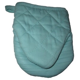 Christmas Tree Shop MINI POT GRABBERS W/HEAT RESISTANT SILICONE ~ Aqua ~ 6" x 5"