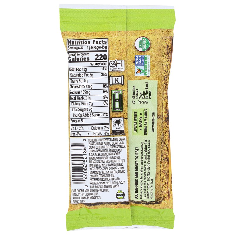 ONCE AGAIN Organic Peanut Butter Graham Cracker Sandwich, 1.59 OZ