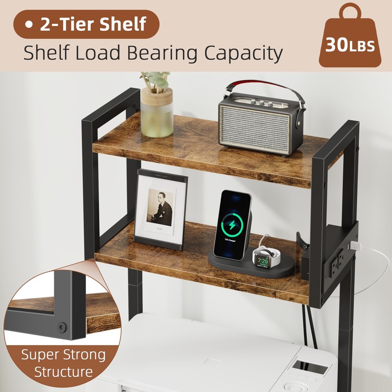 HIGDBFE 3 Drawer File Cabinet with Charging Station, 45''H, 3-Tier