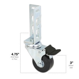 Tool Guy Republic 4pc - 3" Storage Rack Caster Wheels (Adapts to Boltless Self Locking Shelving)