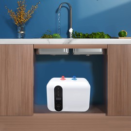 JAYGOVAN 1500W Mini Tank Electric Water Heater 2.6 Gallons-Eliminate Time for Hot Water,Under Kitchen Sink Instant Electric Hot Water Heater for Kitchens, Bars, Schools,RV