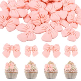 Lyreh 30 Stückcupcake Deko Schleife Rosa, Groß und Klein Harz Kuchen Topper Schleife für Hochzeit Geburtstag Babyparty Brautverlobung Junggesellinnenabschied Dessert Dekor