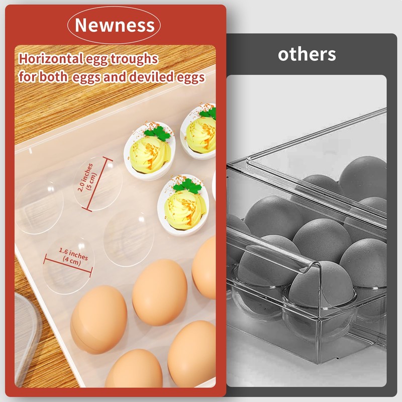 Newness Deviled Egg Containers with Lid, (Set of 2), Plastic
