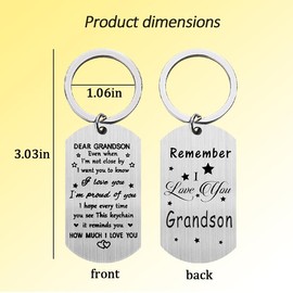 Grandson Keychain Gifts for Grandson Birthday Gifts for Men Boys Confirmation Gifts for Teenage Boys Grandson Gifts from Grandma Grandpa Grandson Encouragement Gifts Christmas Gifts for Men Boys
